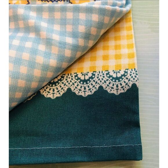 Pioneer Woman Cow Bird Kitchen Towel Set Vintage Farm Country Gingham 2pc - Picture 5 of 7